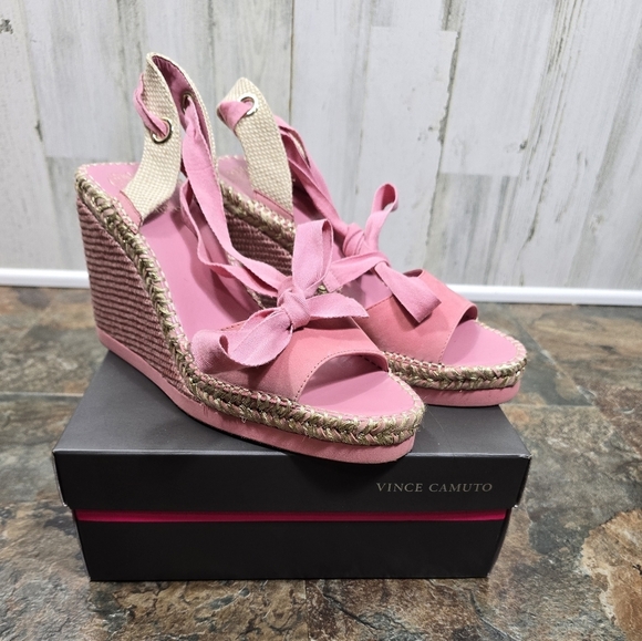 Vince camuto Bendsen pretty pink braided wedges women's size 11 - Picture 1 of 14